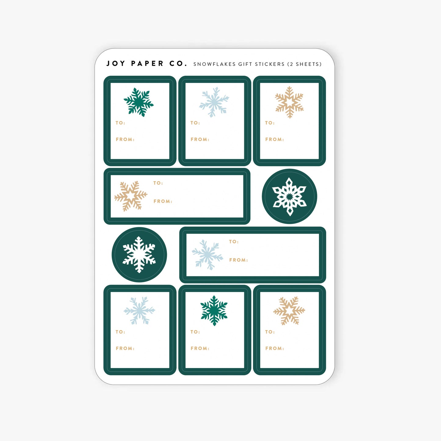 Snowflakes Gift Sticker Sheet (Set of 2)