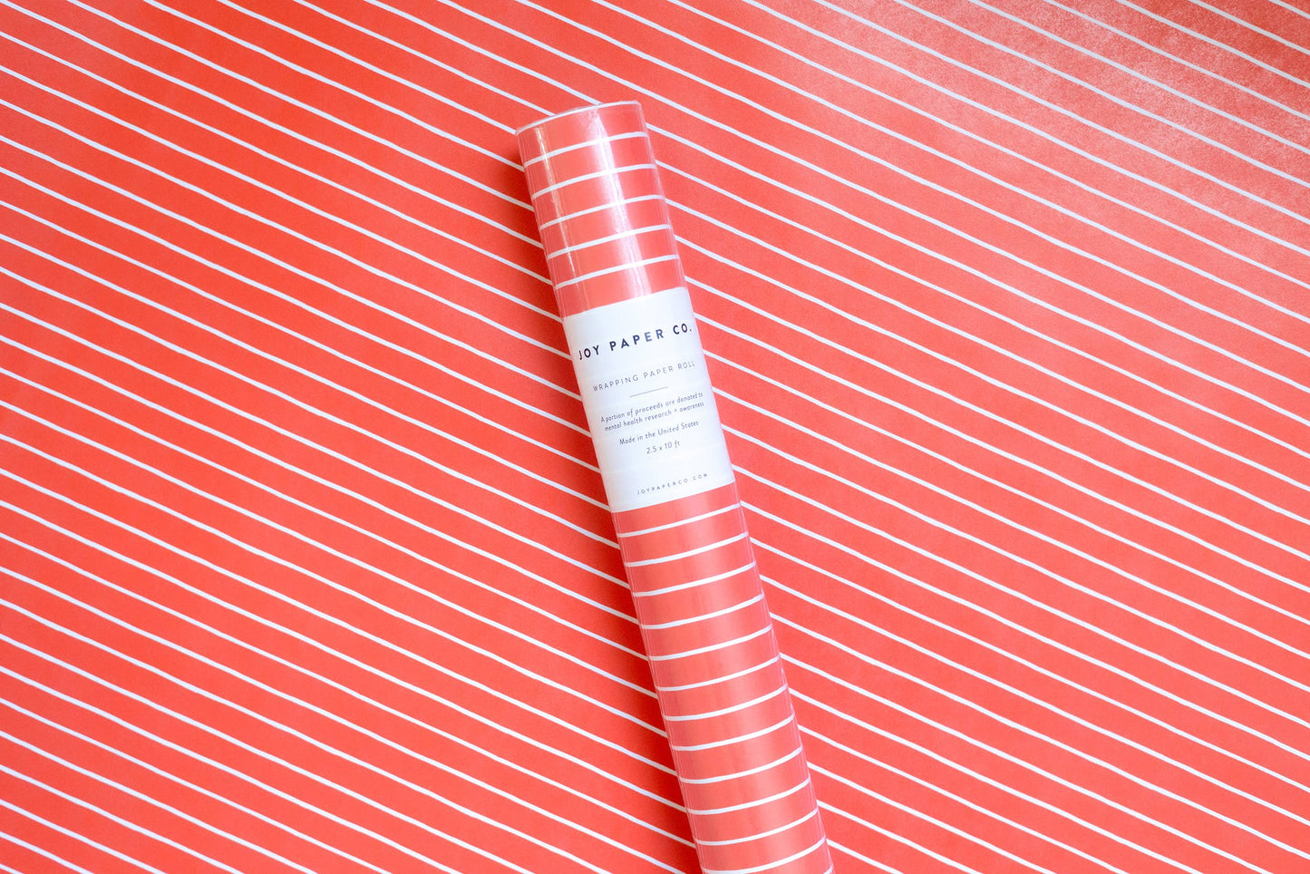 White on Red Stripes Wrapping Paper Continuous Roll