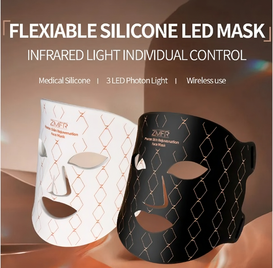 LED Facial Mask - 4 Color Wavelengths, Rechargeable Adjustable Energy and Light Time, Portable and Convenient, Collagen Stimulation, Beauty