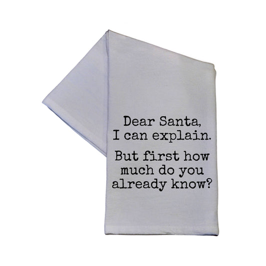 Dear Santa I Can Explain 16x24 Tea Towels For Christmas