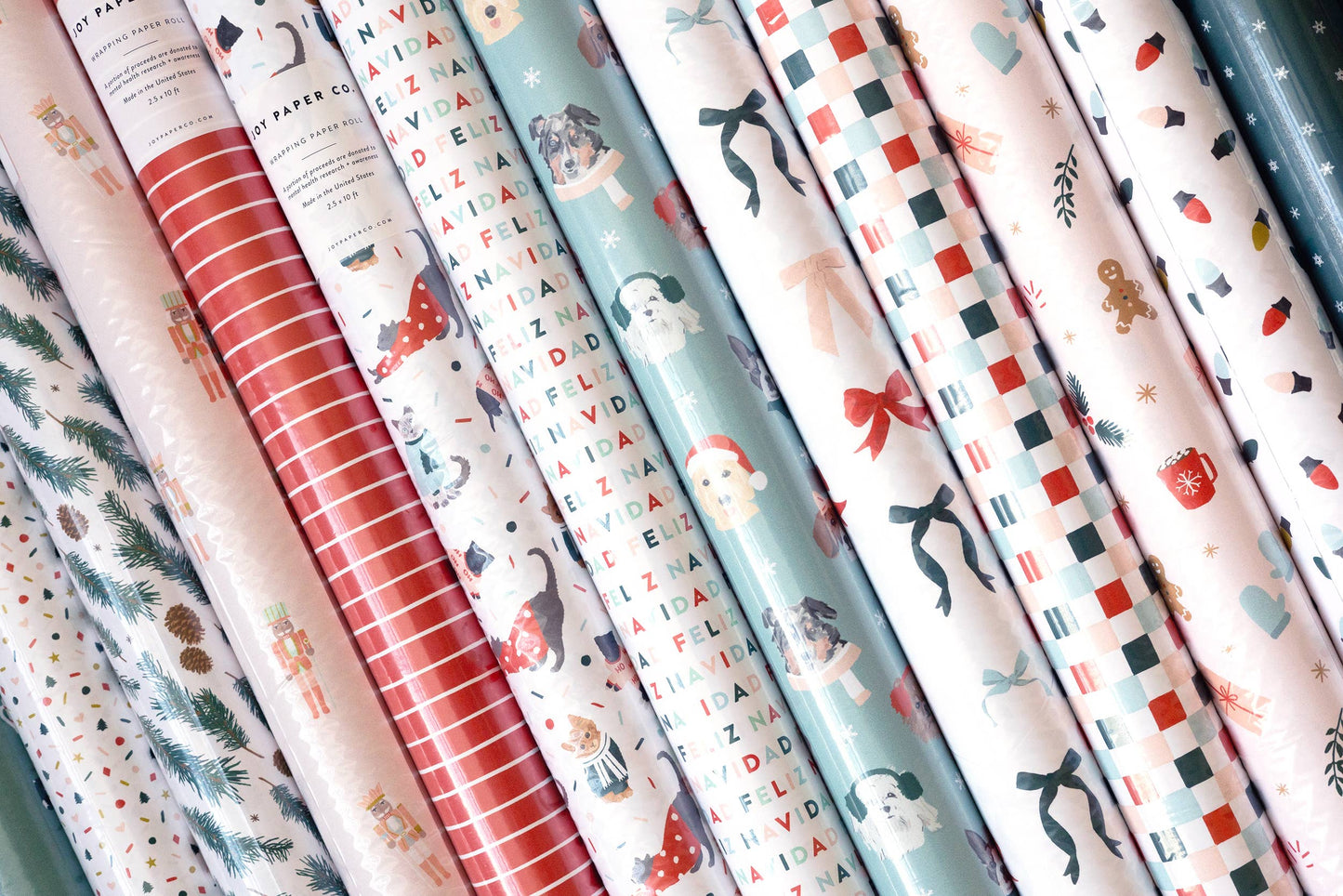 White on Red Stripes Wrapping Paper Continuous Roll