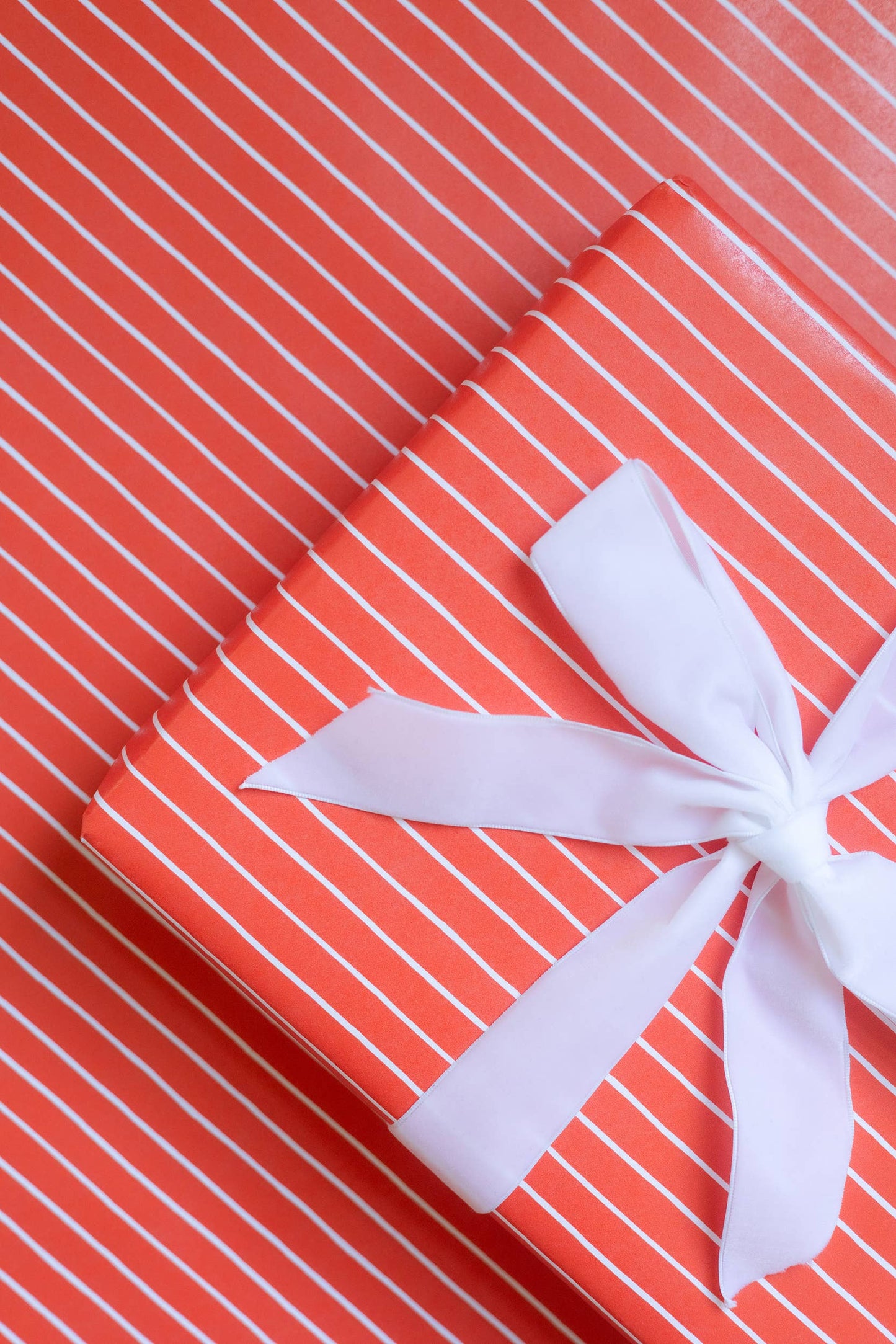 White on Red Stripes Wrapping Paper Continuous Roll