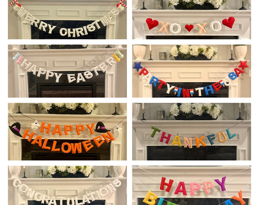 Interchangeable Holiday Felt Garland/Banner